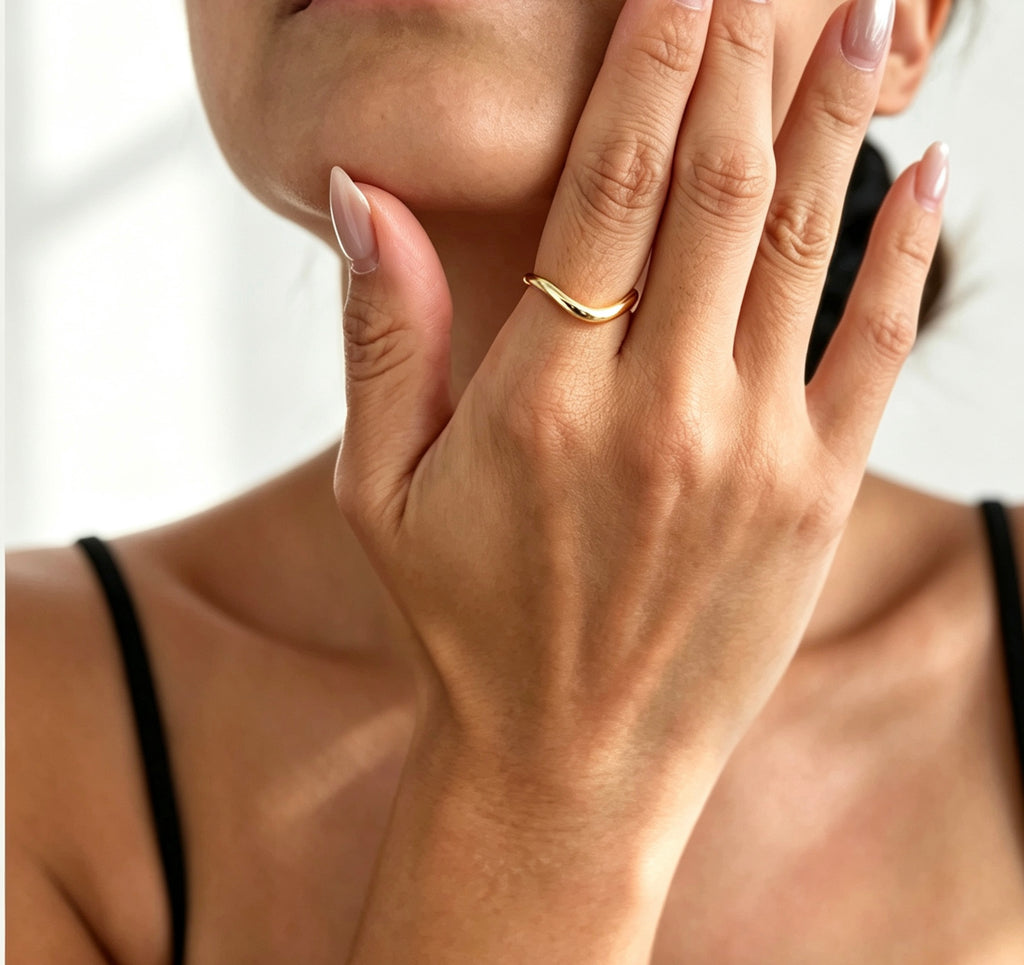14K Gold Plated Wave Ring | Adjustable & Stackable