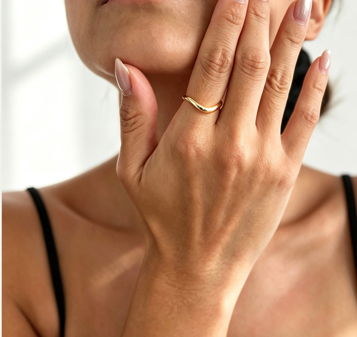 14K Gold Plated Wave Ring | Adjustable & Stackable