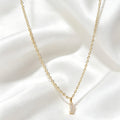 Collar con inicial "I" de circonita chapado en oro de 14 quilates | Plata S925 | Hecho a mano