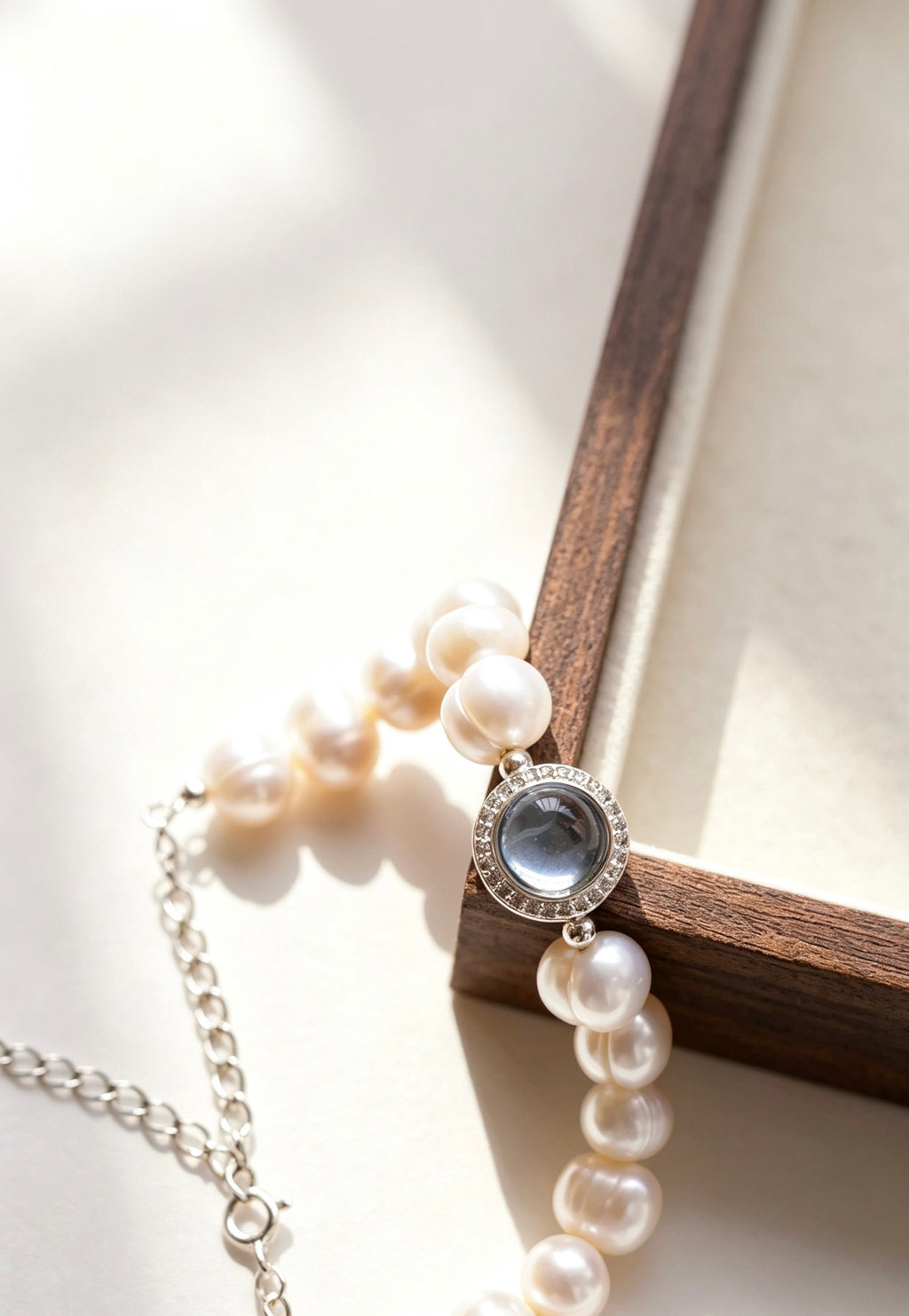 Pulsera de perlas aguamarina | Perlas de agua dulce de 8 mm, plata