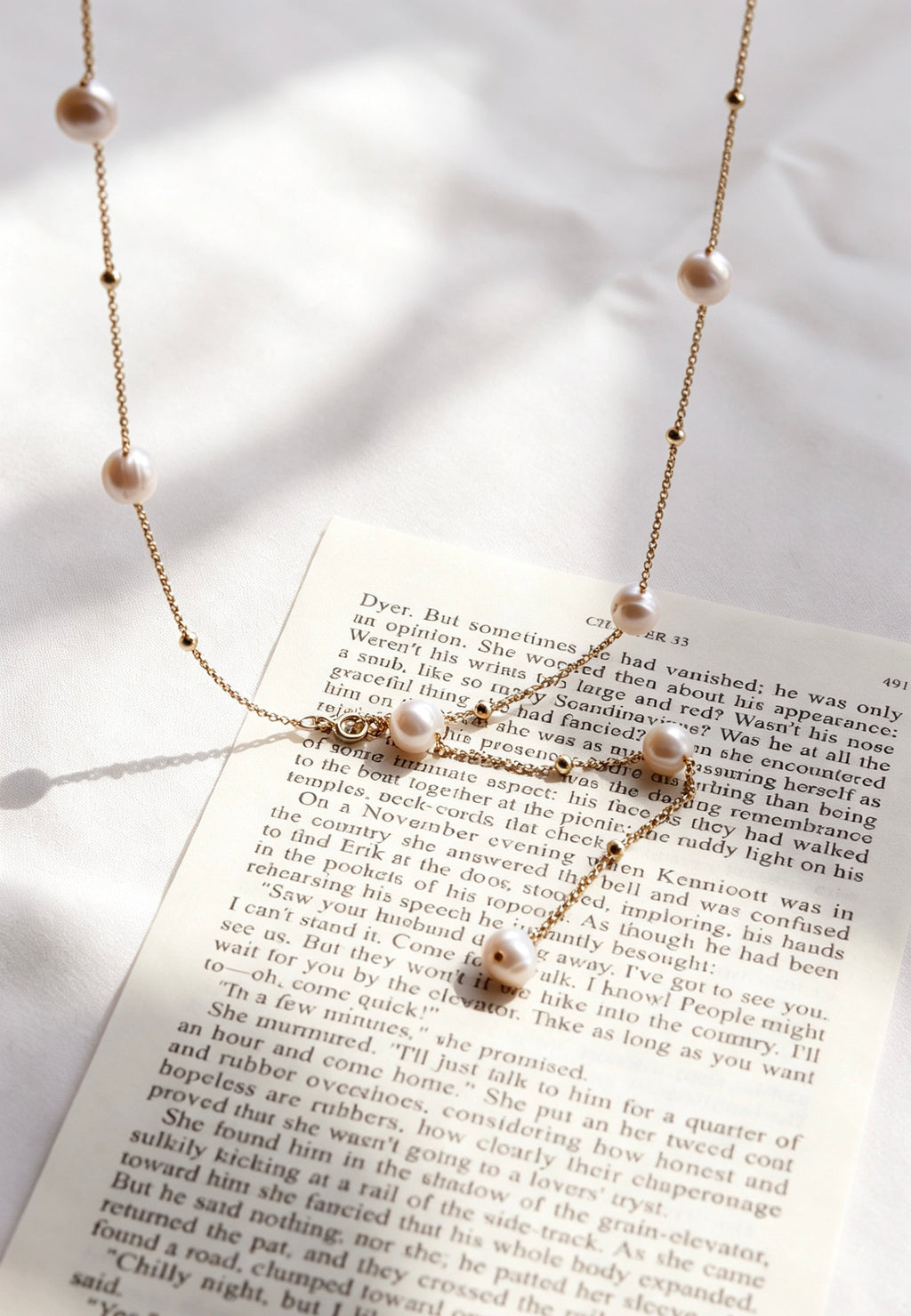 Collar de perlas delicadas | Perlas de agua dulce de 8 mm y detalles en oro de 14 K