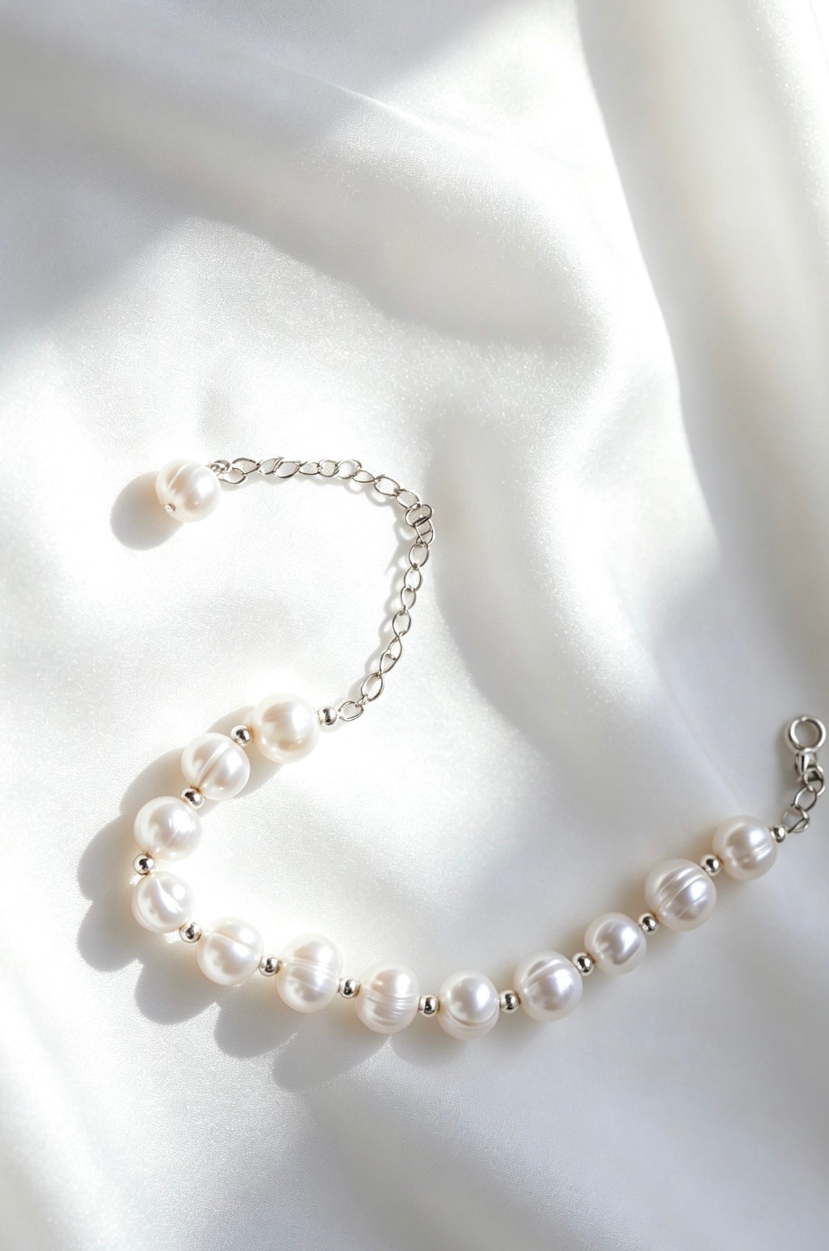 Pulsera de perlas | Perlas naturales de agua dulce de 8 mm, plata