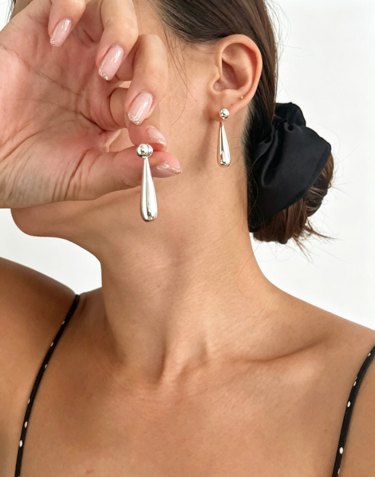 Pendientes de lágrima bañados en plata | Diseño vintage francés