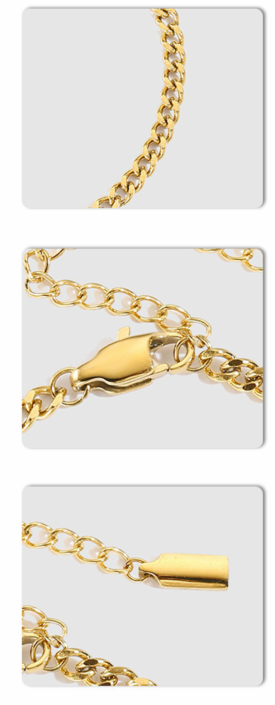 Pulsera de cadena cubana chapada en oro de 14K | Diseño de eslabones gruesos
