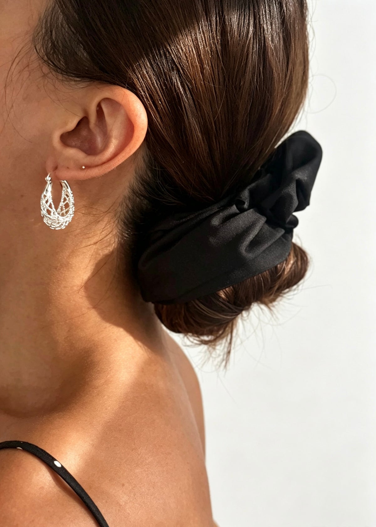 Silver Plated Lattice Hoop Earrings | Filigree Design