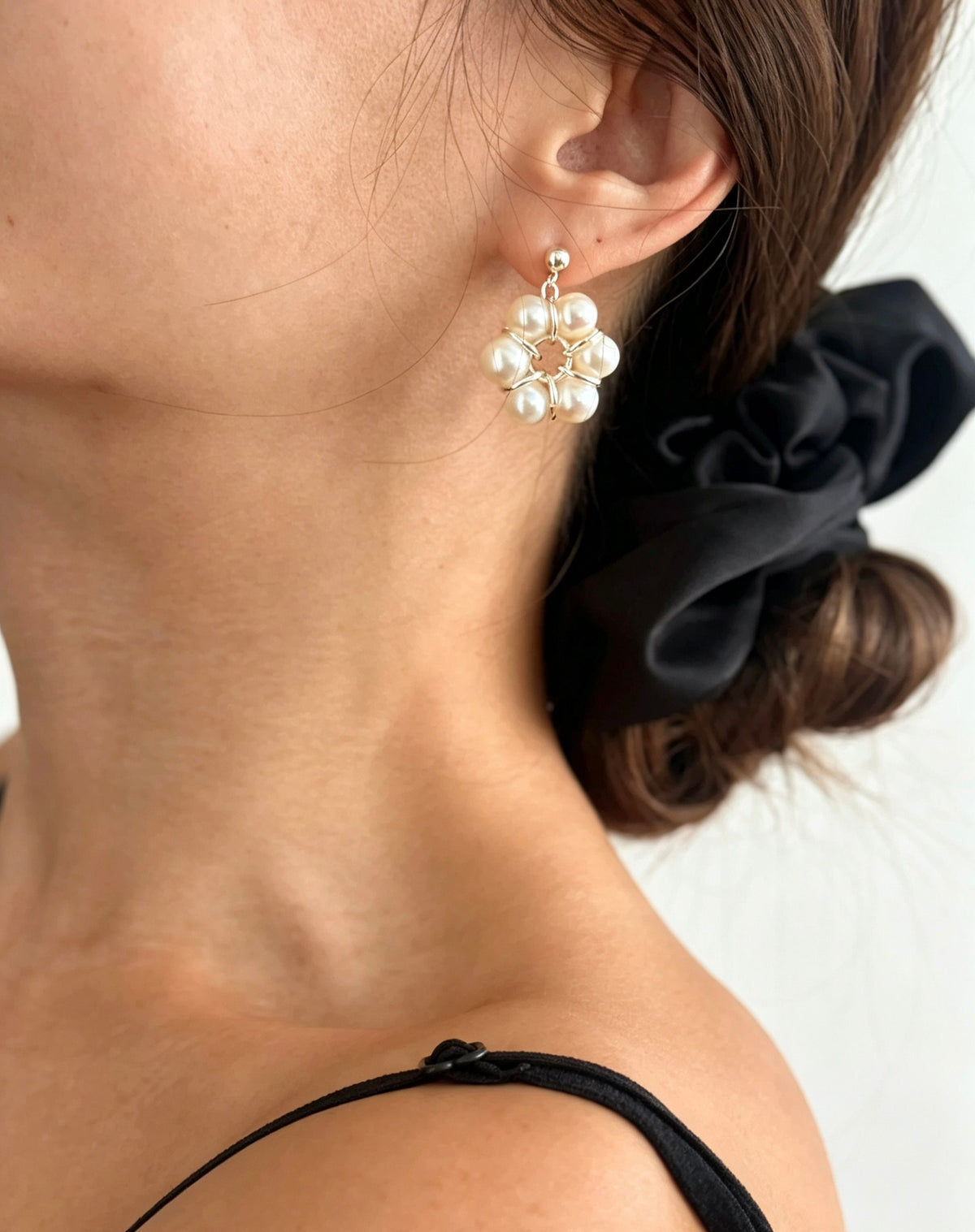 Pendientes de girasol con perla de agua dulce | Bañados en plata, plata S925