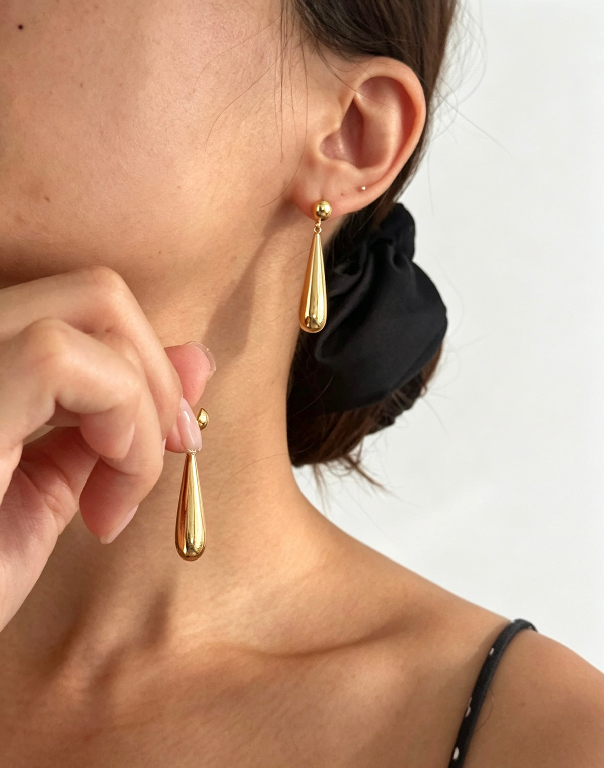 Pendientes de lágrima chapados en oro de 14 quilates | Diseño vintage francés