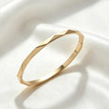 14K Gold Plated Geometric Faceted Bangle | Adjustable Fit