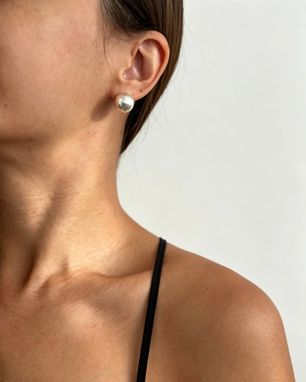 Silver Brushed 12mm Stud Earrings | S925 Silver Posts
