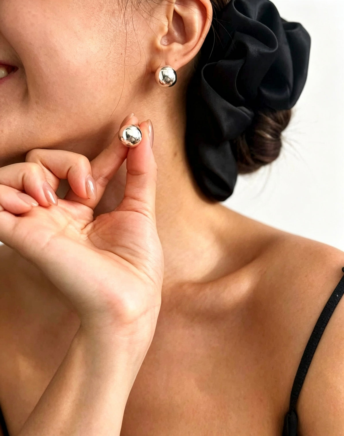 Pendientes de bola bañados en plata | Postes de plata de ley S925