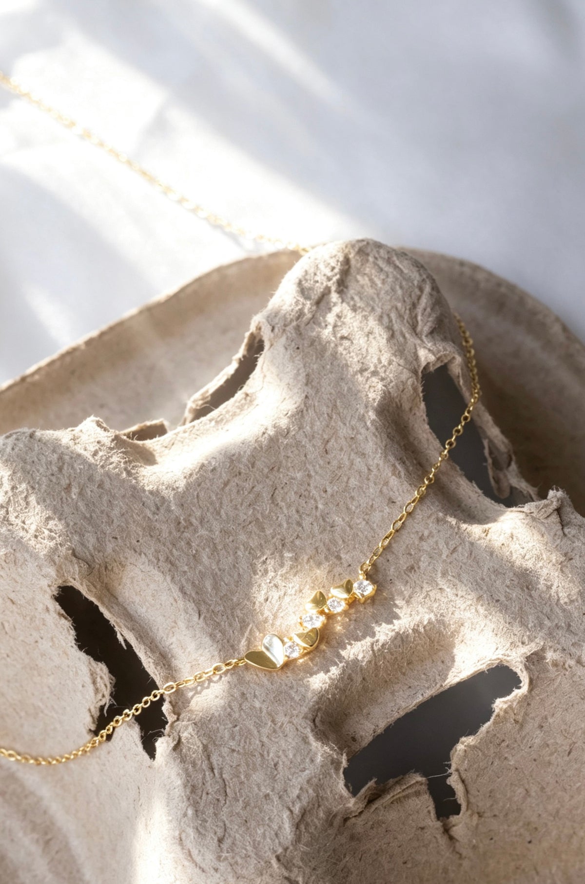 Collar de corazón y circonita bañado en oro de 14K | Plata de ley S925