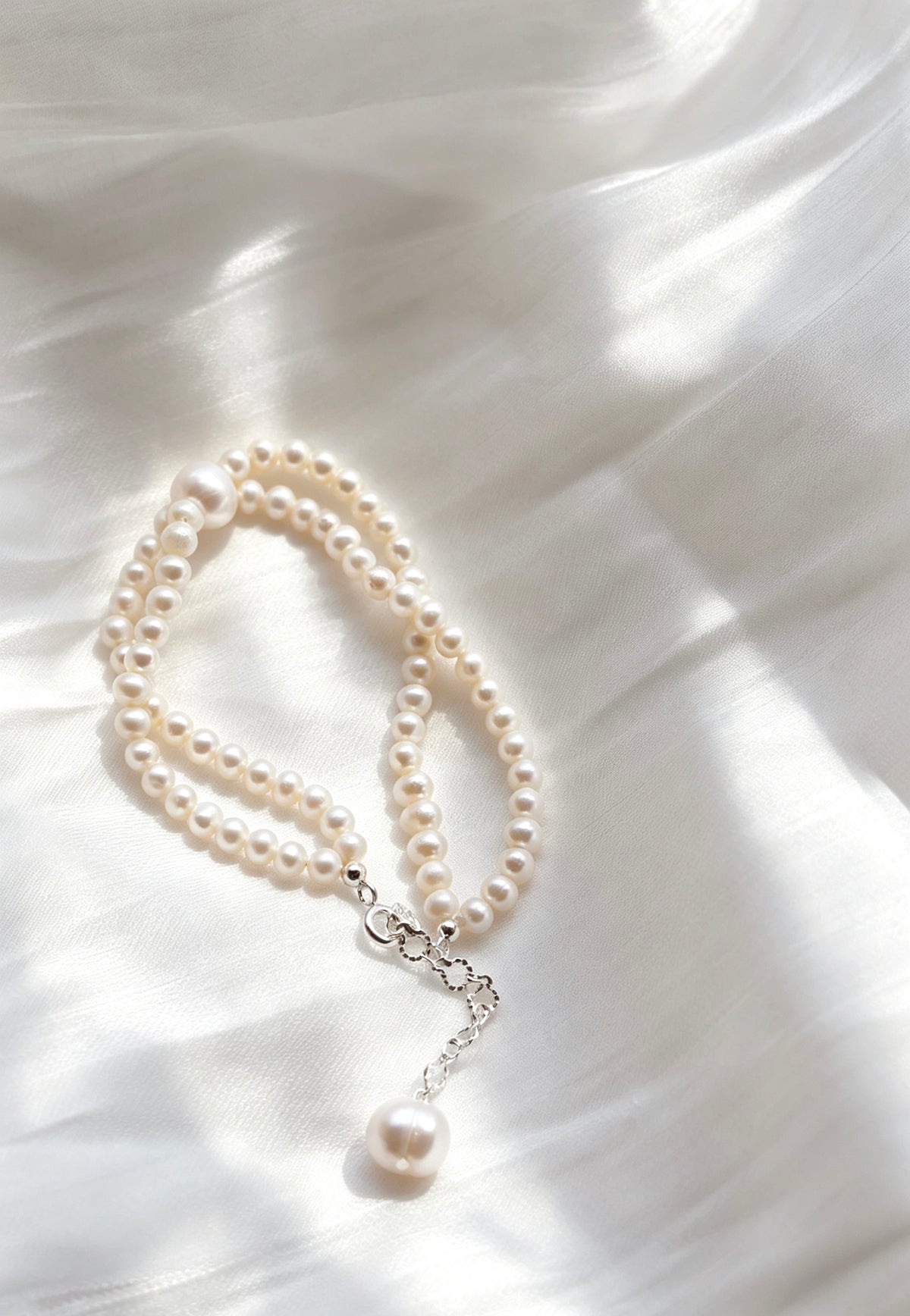 Pulsera de perlas de doble hilo | Perlas de agua dulce de 4 mm y 8 mm