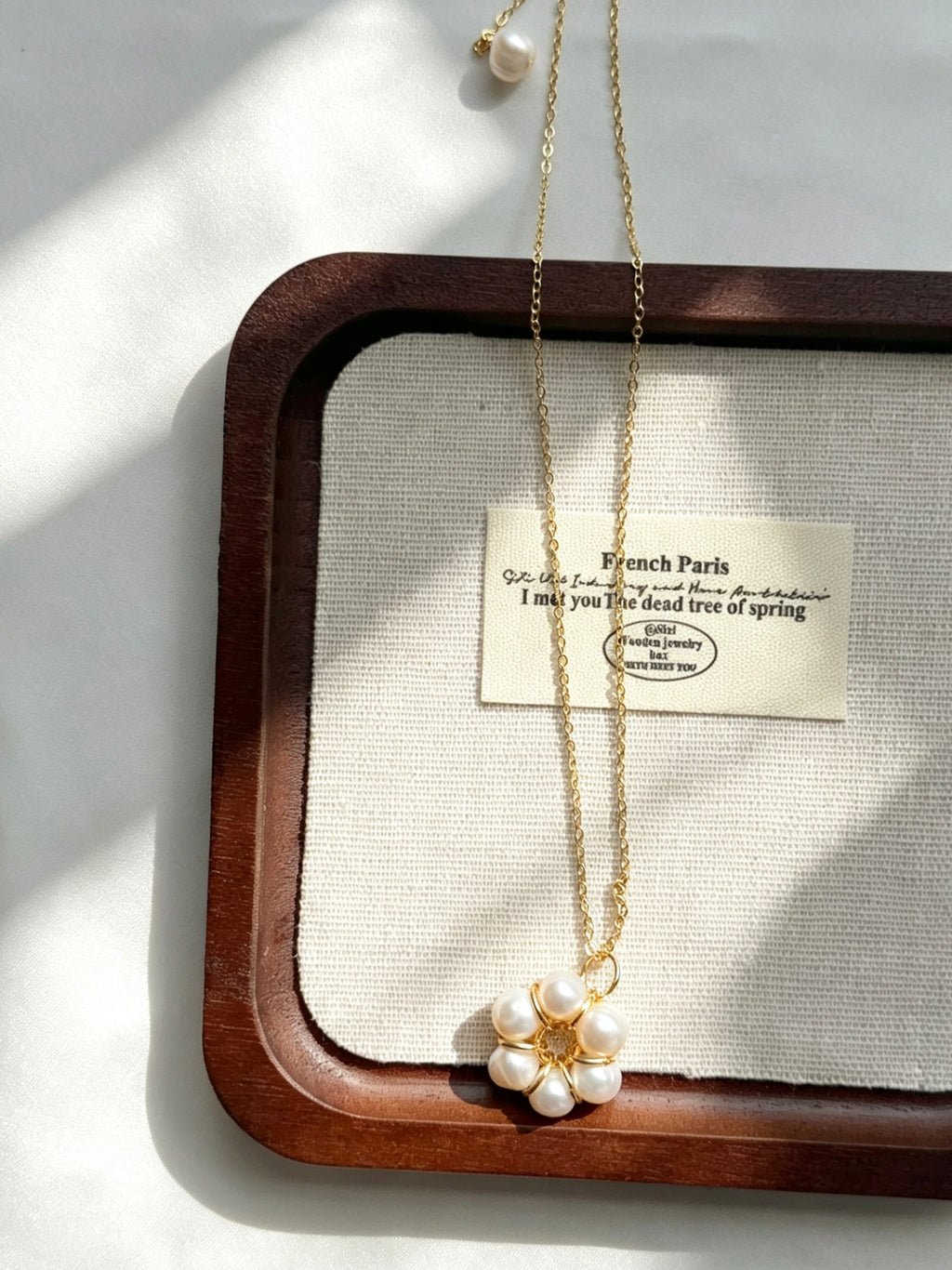 Sunflower Pearl Necklace | 8mm Natural Freshwater Pearls, gold