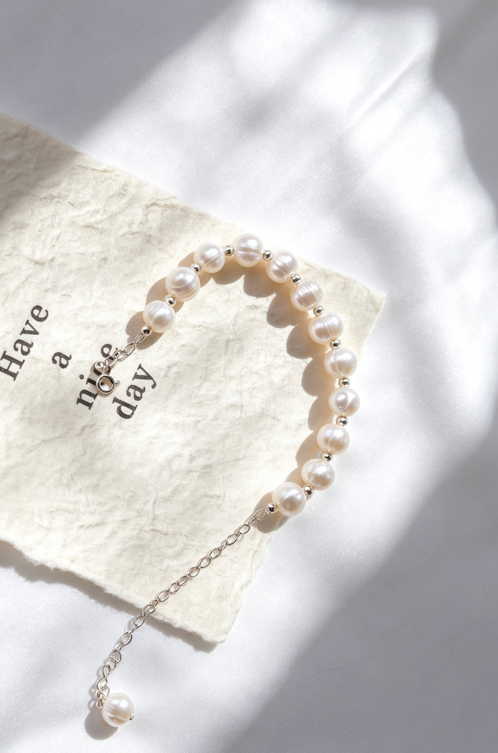 Pulsera de perlas | Perlas naturales de agua dulce de 8 mm, plata