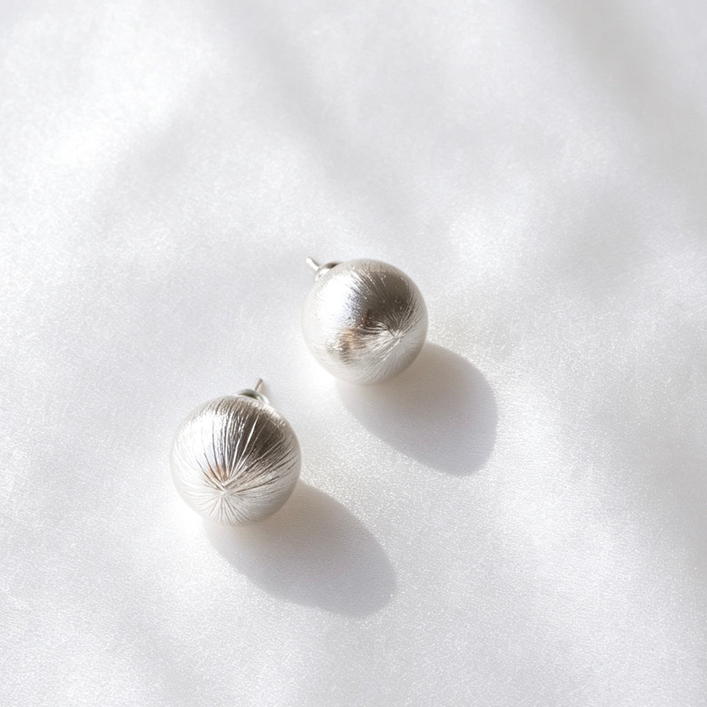 Silver Brushed 12mm Stud Earrings | S925 Silver Posts