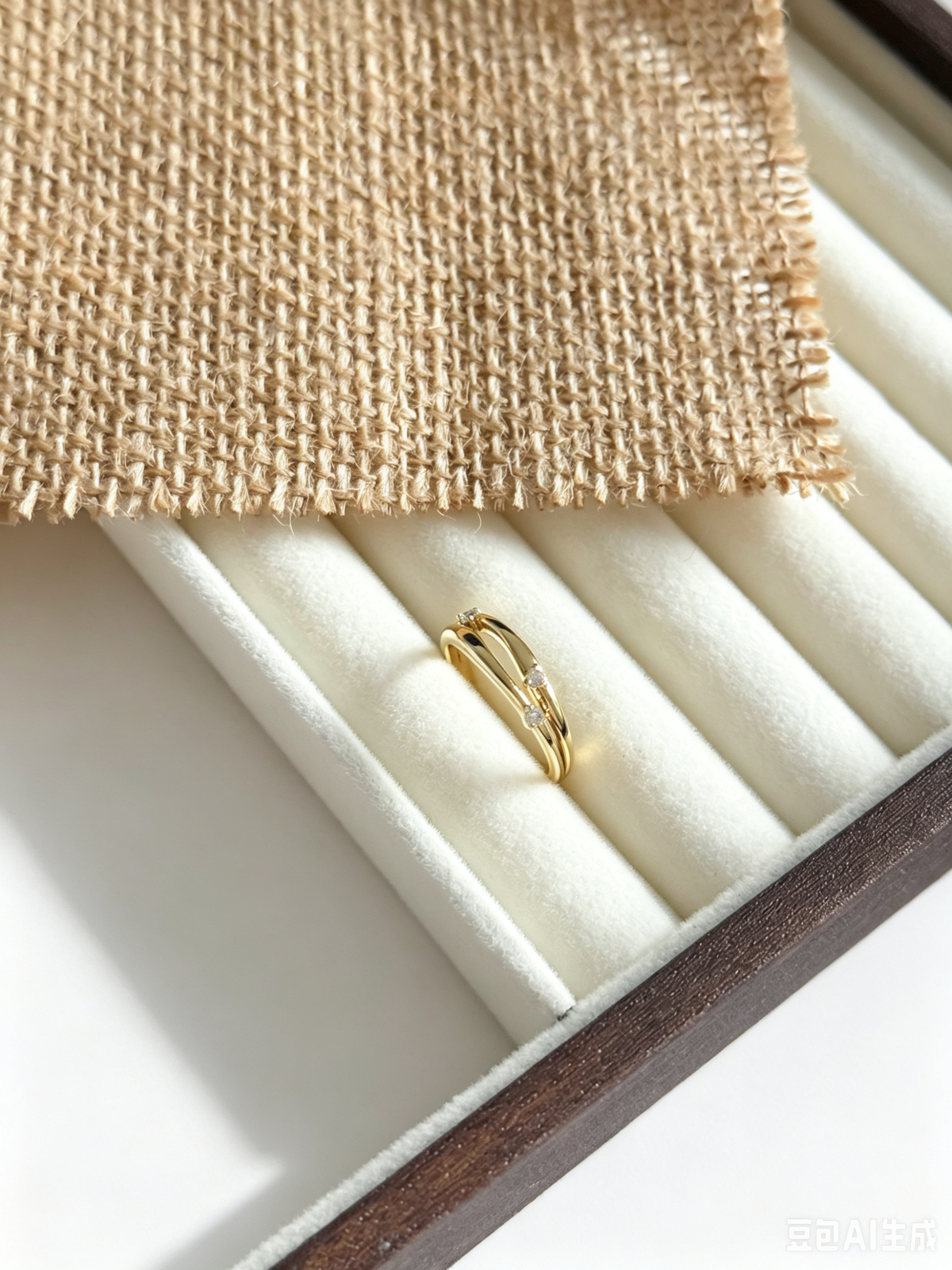 Anillo de plata con baño de oro de 14K, diseño cruzado con circonitas cúbicas | Diseño abierto