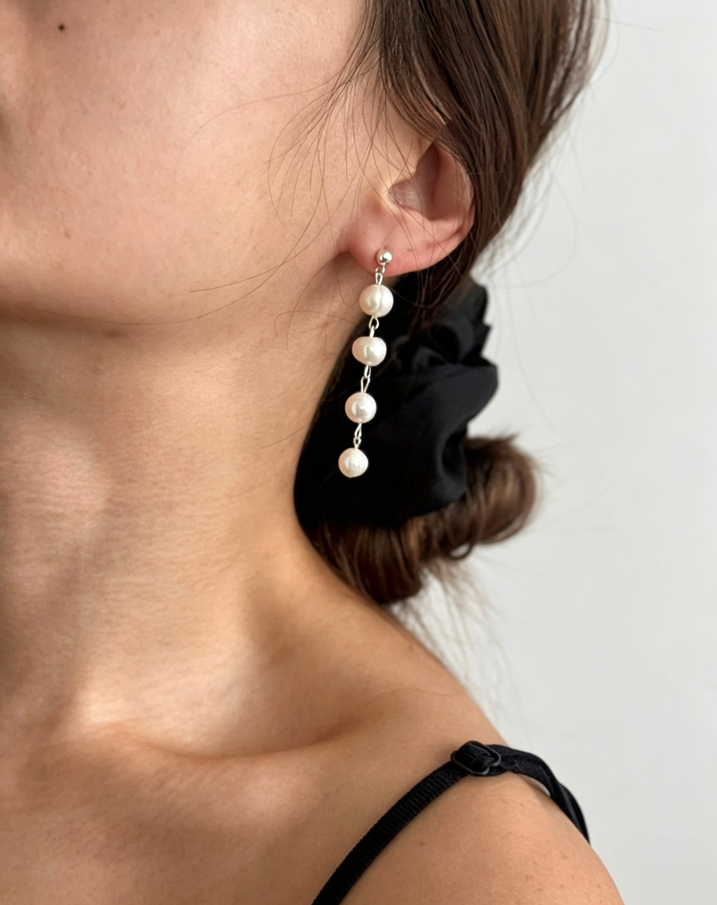 Pendientes largos de perlas de agua dulce | Plata de ley S925