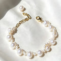 Pulsera de perlas de encaje | Perlas de agua dulce de 4 mm y 8 mm, oro