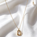 14K Gold Plated Mother of Pearl Square Pendant Necklace | Handmade