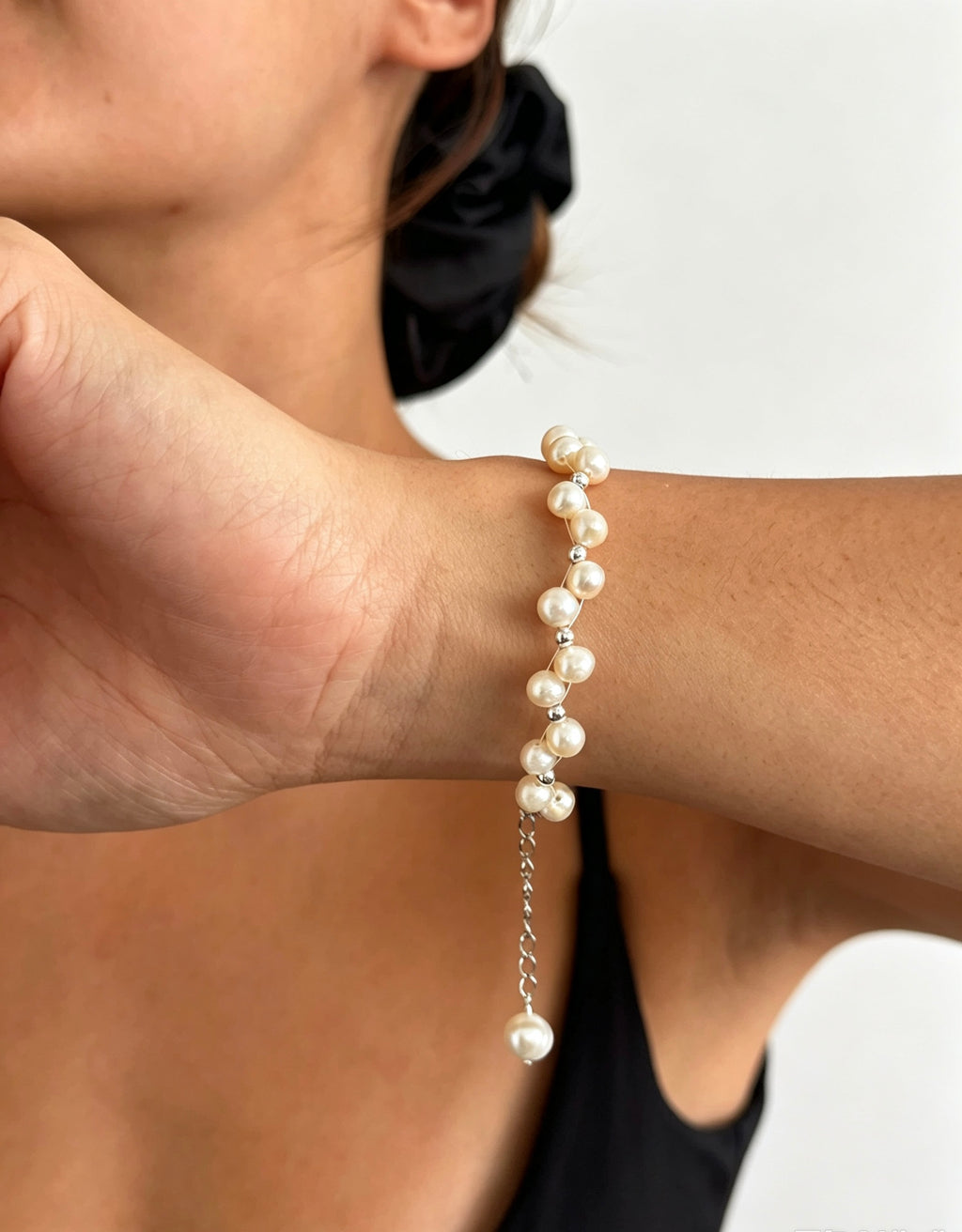 Lace Pearl Bracelet | 4mm Natural Freshwater Pearls, Silver