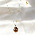 14K Gold Plated Natural Tiger's Eye Pendant Necklace | Handmade