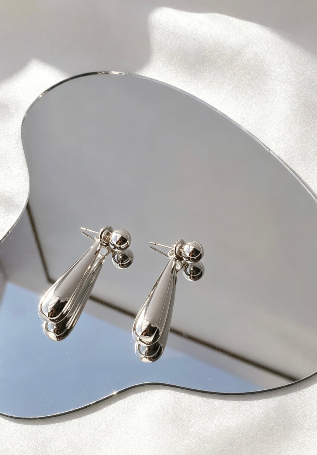 Silver Plated Teardrop Earrings | French Vintage Design