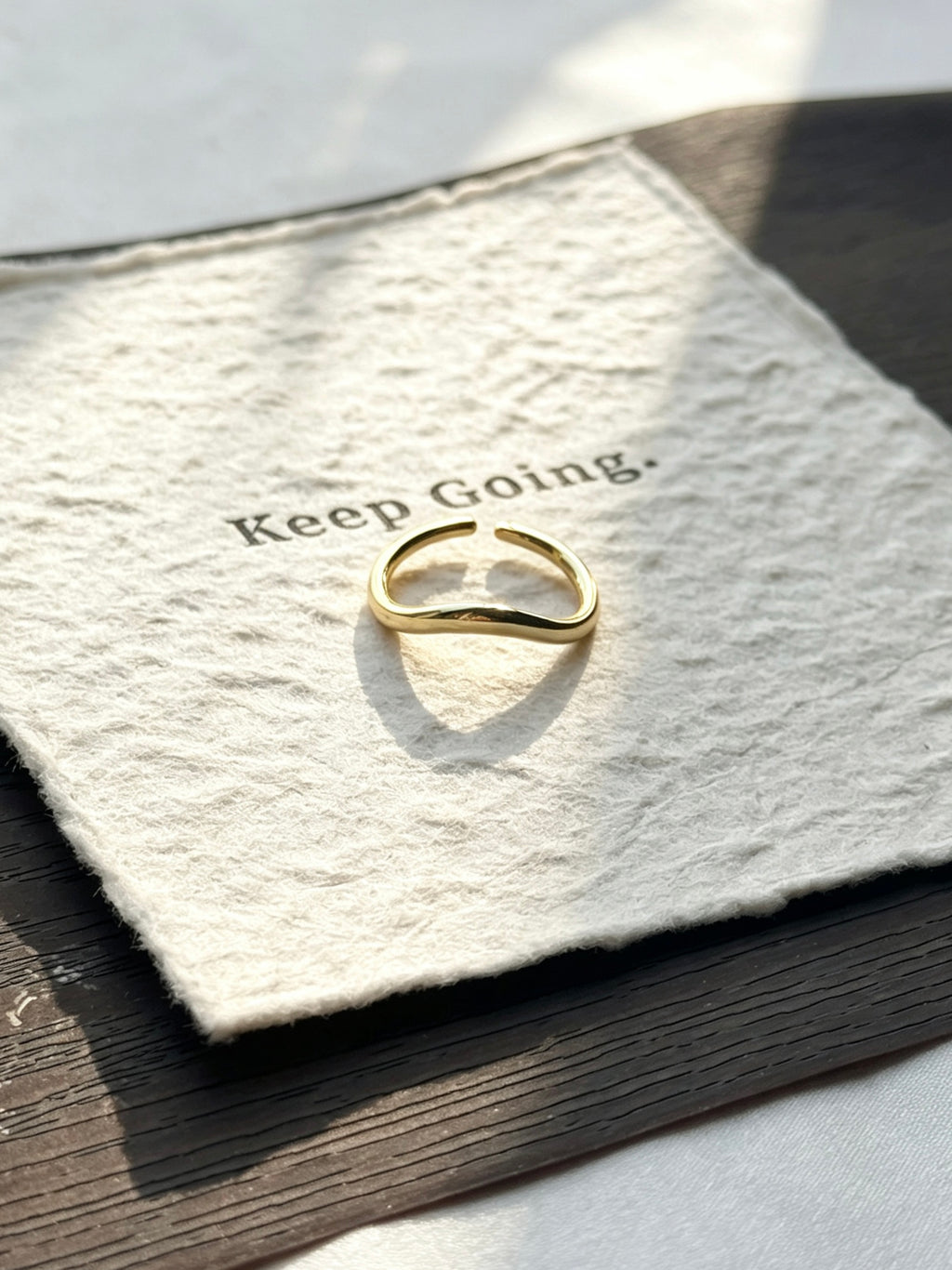 14K Gold Plated Wave Ring | Adjustable & Stackable