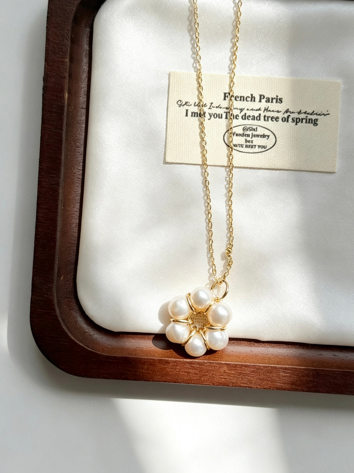 Sunflower Pearl Necklace | 8mm Natural Freshwater Pearls, gold