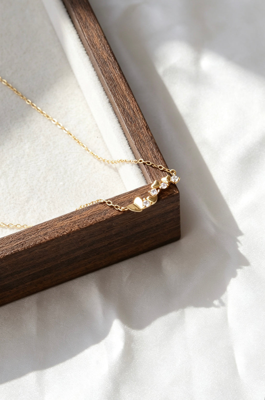 Collar de corazón y circonita bañado en oro de 14K | Plata de ley S925