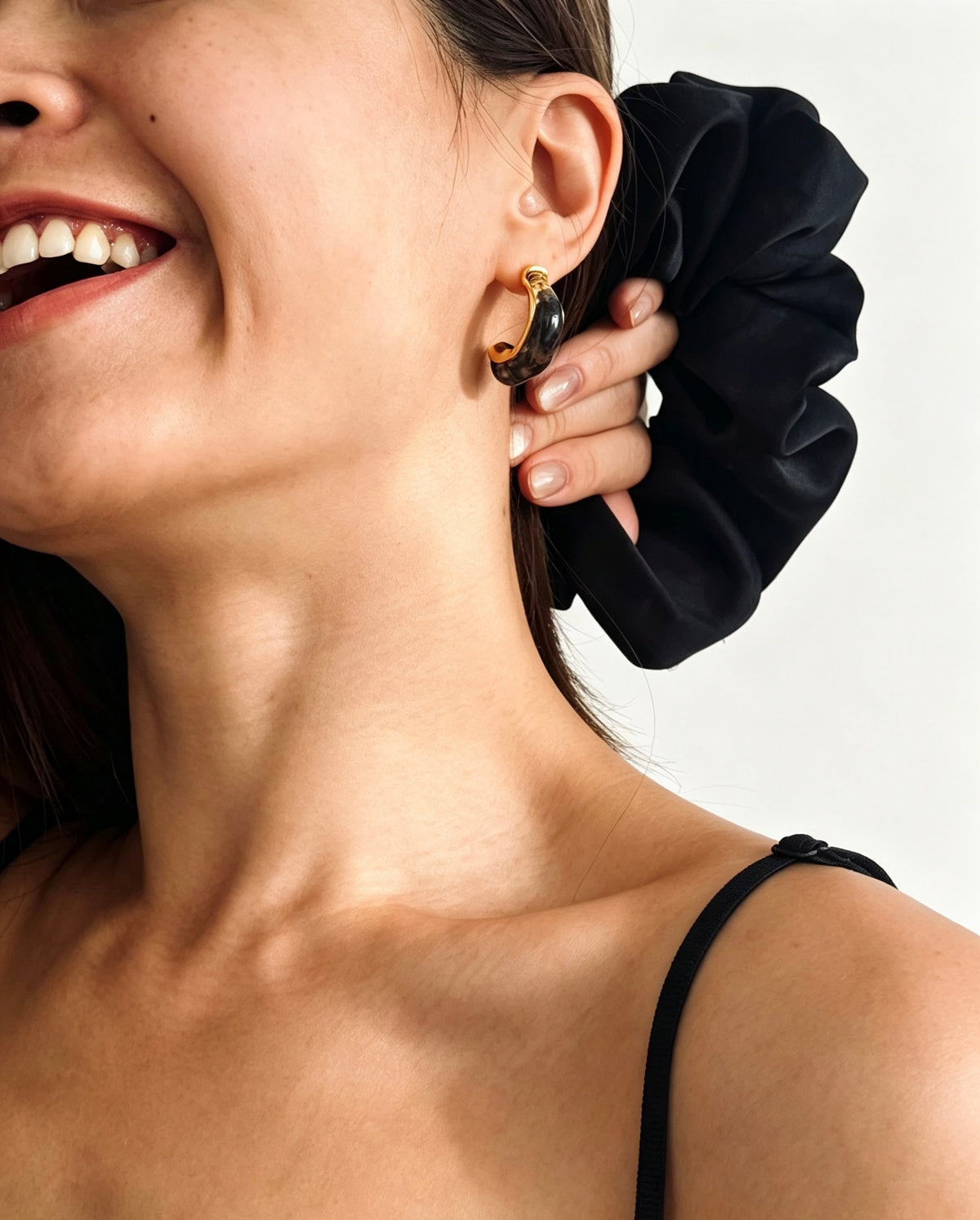 14K Gold Plated Resin C-Shape Earrings | S925 Sterling Silver Posts