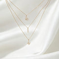 Conjunto de collares con iniciales de circonita chapados en oro de 14K (W, I, N) | Hecho a mano