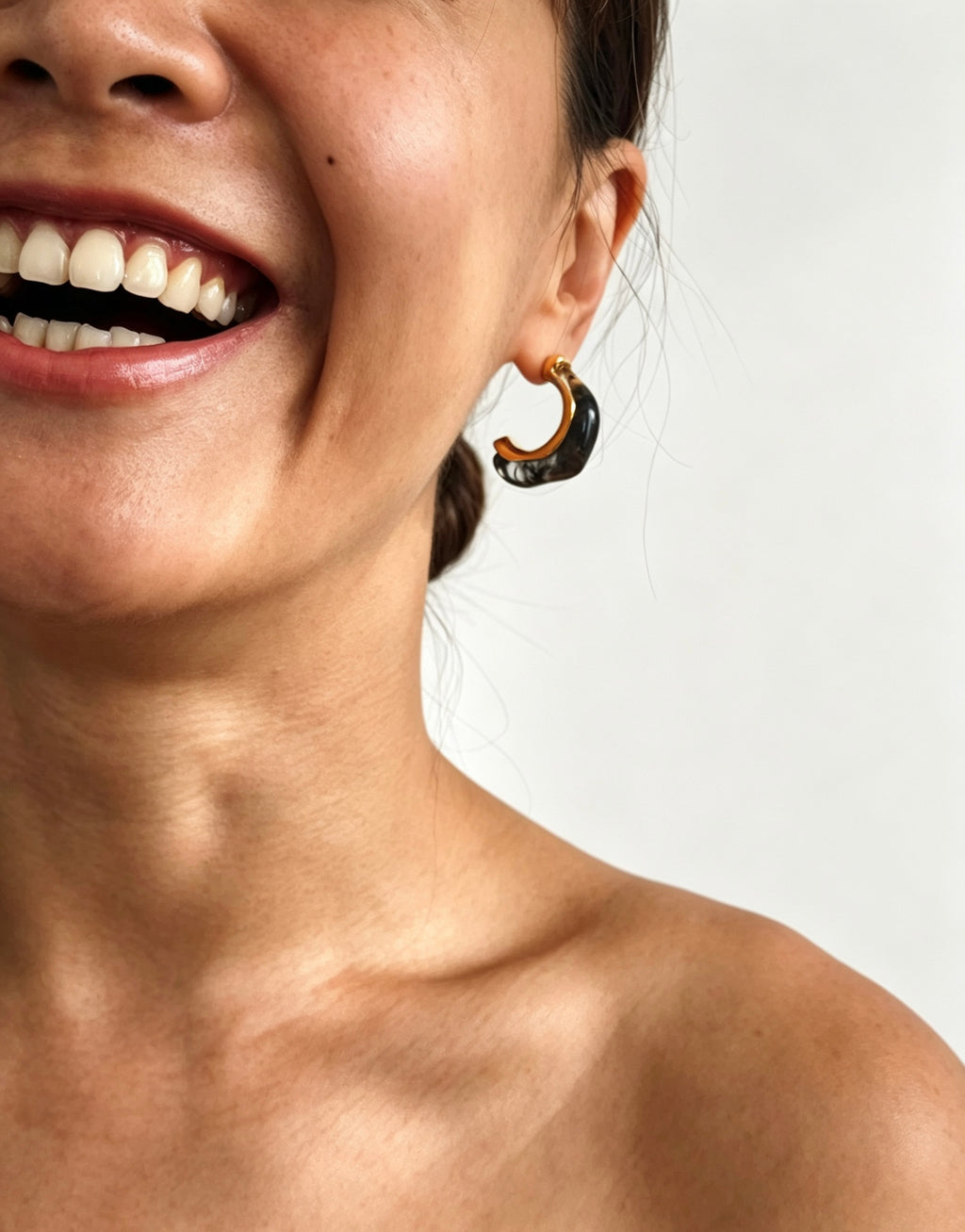 14K Gold Plated Resin C-Shape Earrings | S925 Sterling Silver Posts