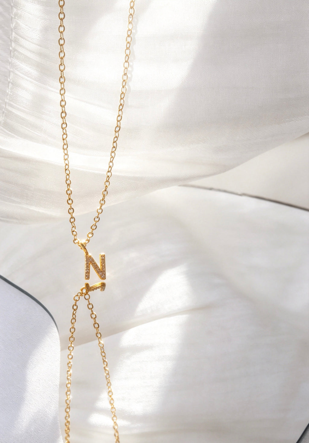 14K Gold Plated Zircon Initial "N" Necklace | S925 Silver | Handmade
