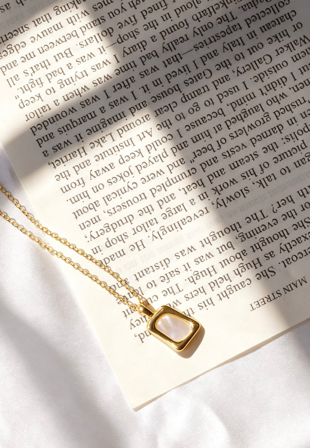 14K Gold Plated Mother of Pearl Square Pendant Necklace | Handmade