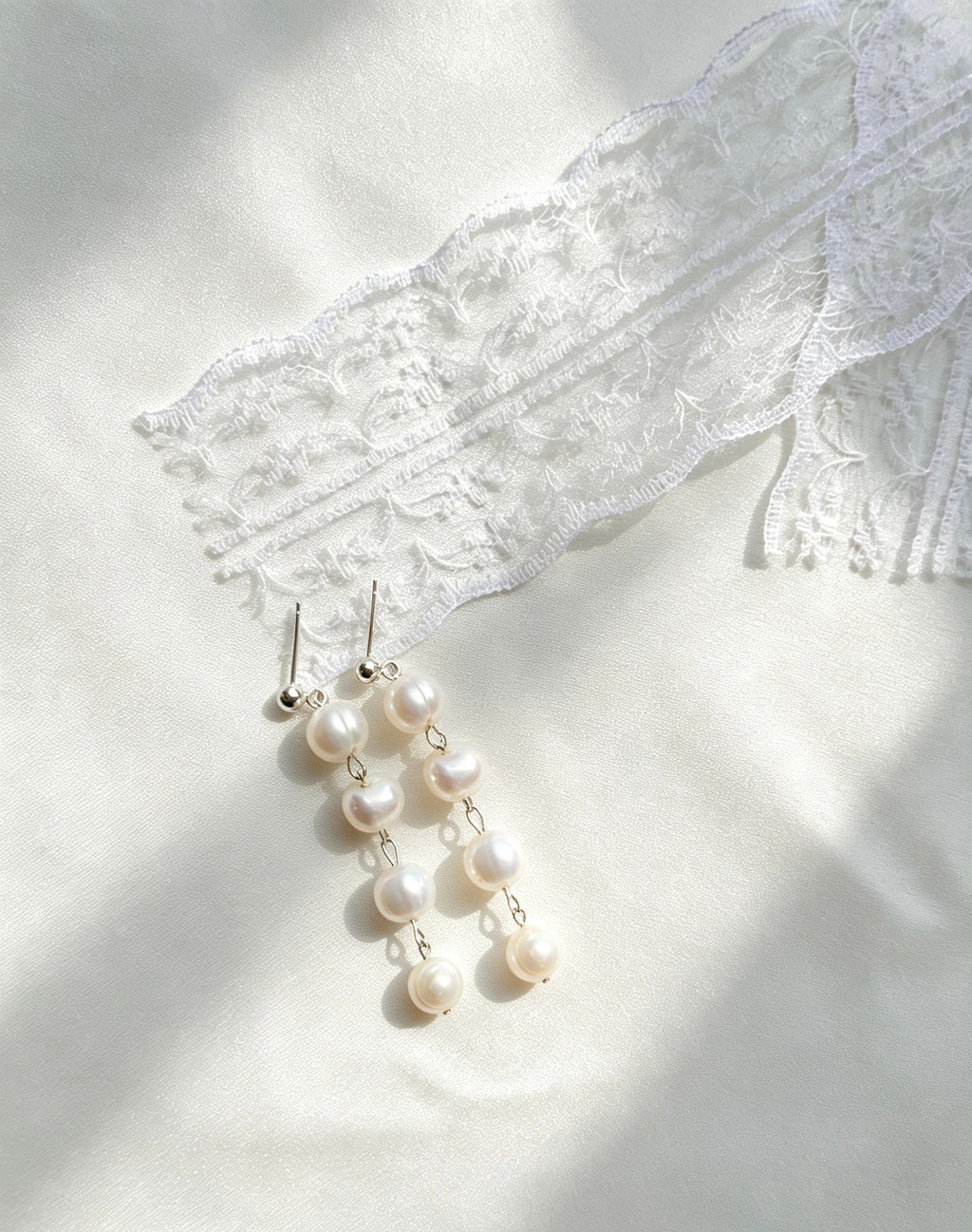 Pendientes largos de perlas de agua dulce | Plata de ley S925