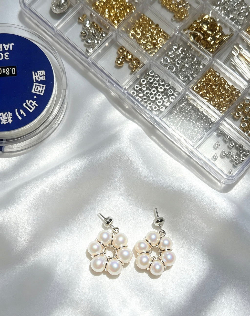 Pendientes de girasol con perla de agua dulce | Bañados en plata, plata S925