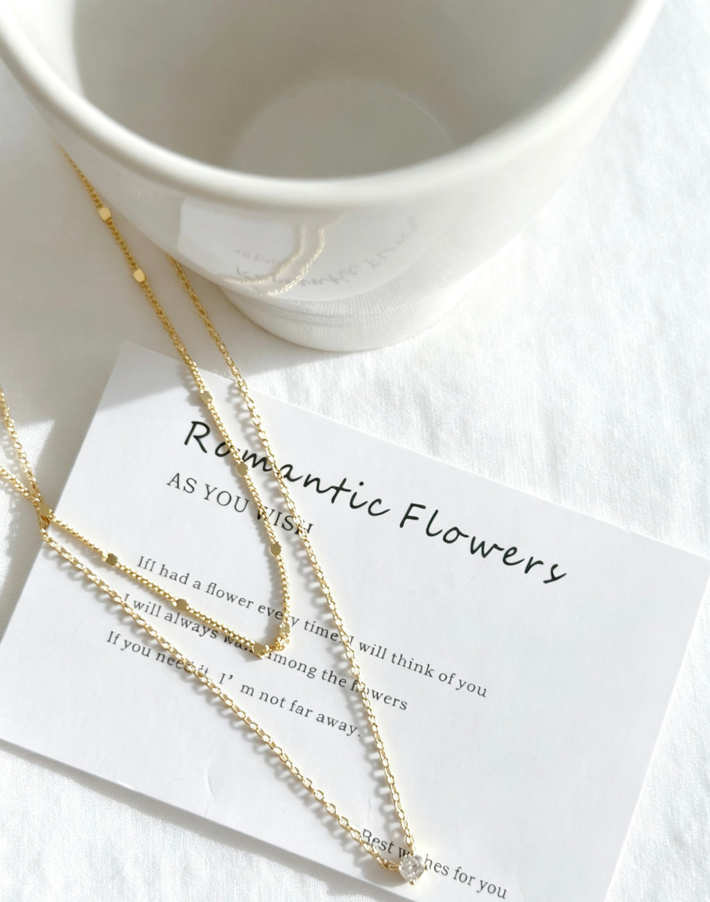 14K Gold Plated CZ Layered Necklace Set | Minimalist Design