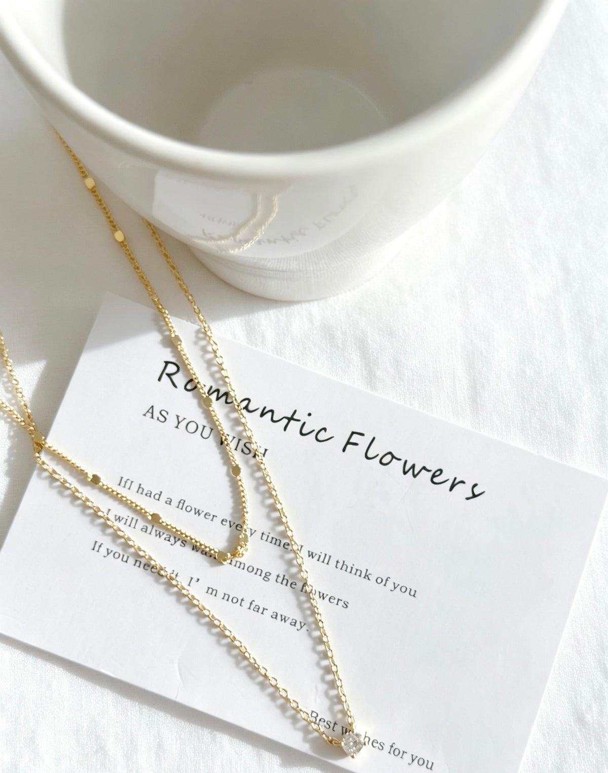 14K Gold Plated CZ Layered Necklace Set | Minimalist Design
