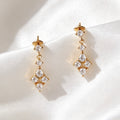 18K Gold Plated Zircon Lace Dangle Earrings | S925 Sterling Silver