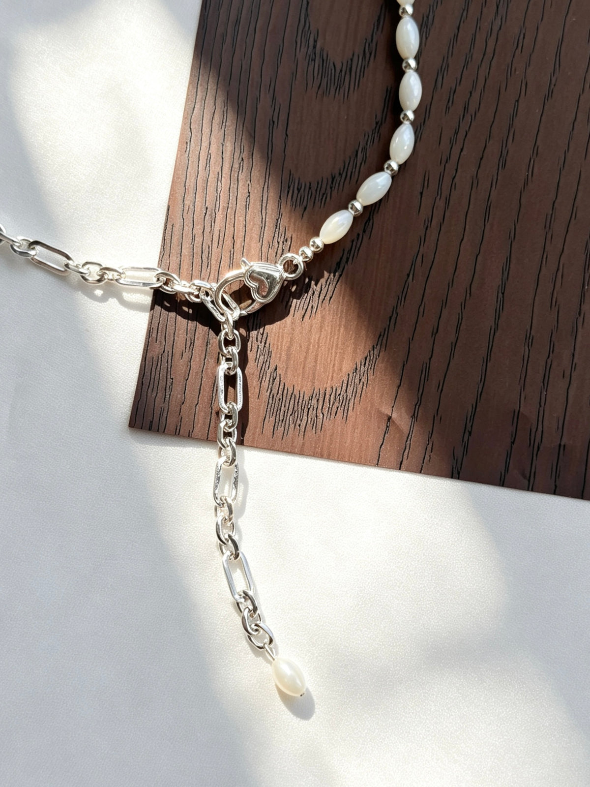 Shell Pearl Necklace | 4mm Natural Shell Beads, Silver