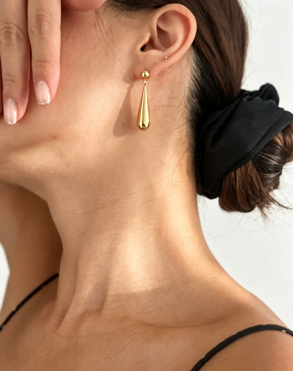 Pendientes de lágrima chapados en oro de 14 quilates | Diseño vintage francés