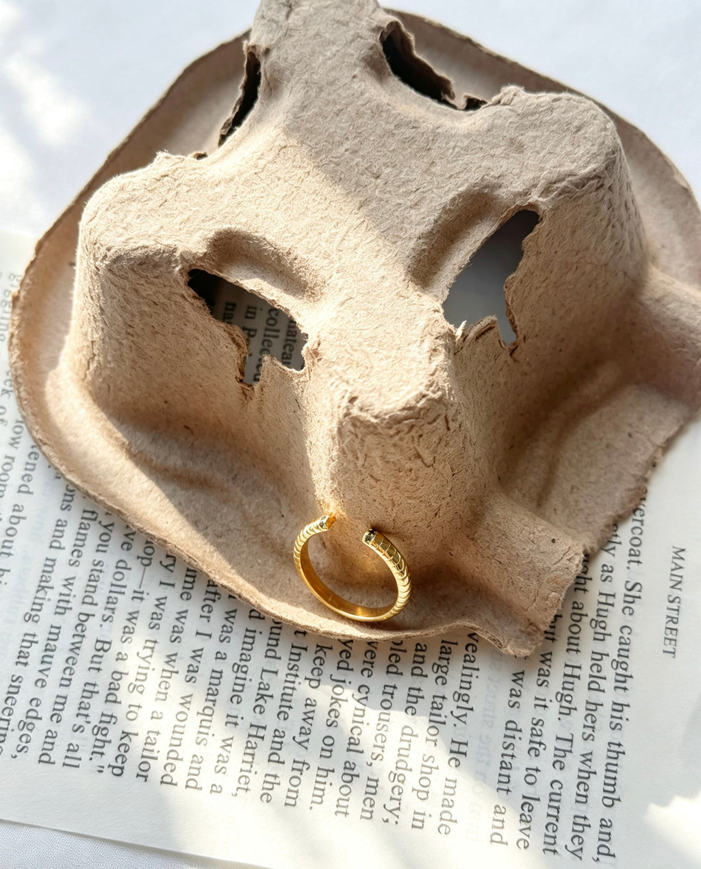 14K Gold Plated Dainty Emerald Ring | Thin Open Design