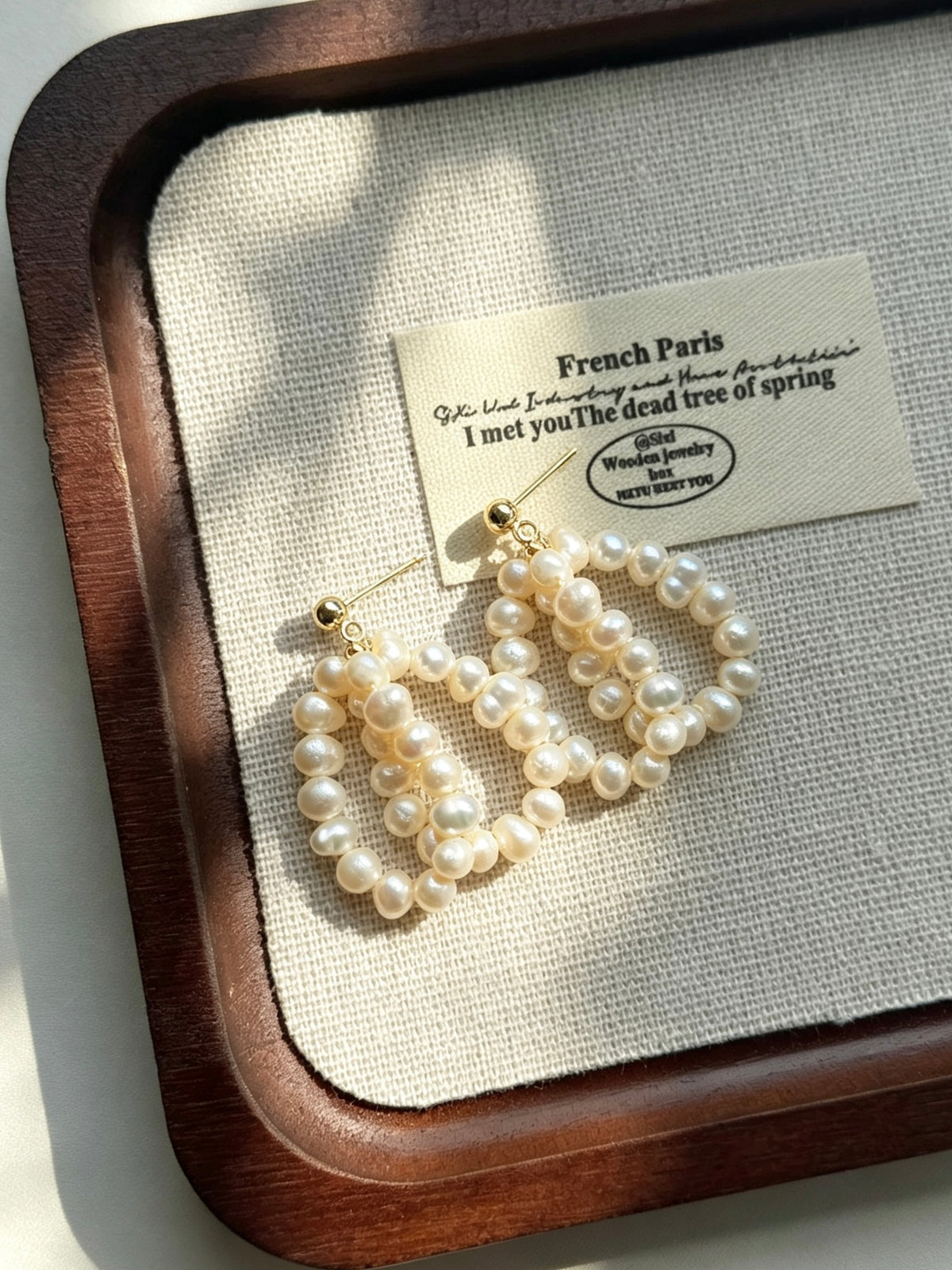 Pendientes de doble capa con perlas de agua dulce | Chapado en oro de 14K, plata S925