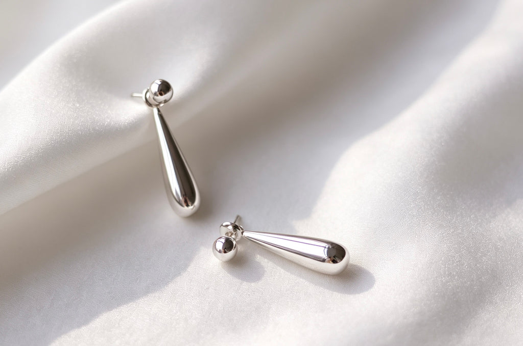 Silver Plated Teardrop Earrings | French Vintage Design