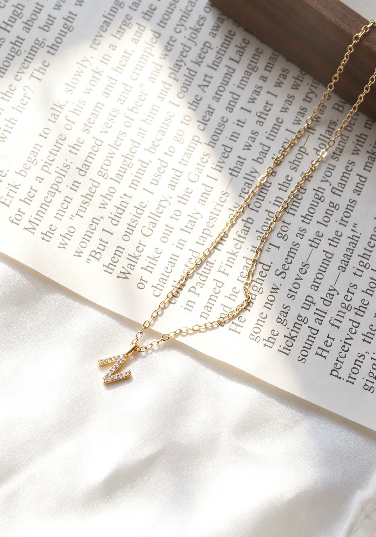 14K Gold Plated Zircon Initial "N" Necklace | S925 Silver | Handmade