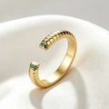 14K Gold Plated Dainty Emerald Ring | Thin Open Design