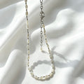 Collar de perlas de concha | Cuentas de concha natural de 4 mm, plata