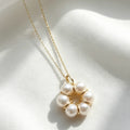 Sunflower Pearl Necklace | 8mm Natural Freshwater Pearls, gold