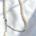 Collar de perlas luminosas | Perlas naturales de 10 mm, plata