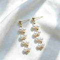 Pendientes largos de encaje con perla de agua dulce | Chapados en oro de 14K, plata S925
